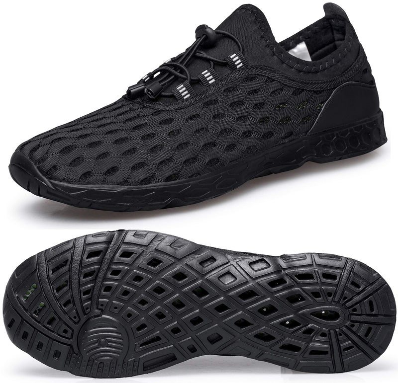 DOUSSPRT Men's Water Shoes Quick Drying Sports Aqua Shoes AllBlack Mesh Size 8 - Image 1